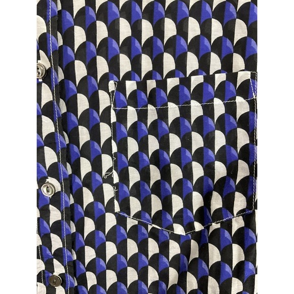 J. Crew Womens Jet Set Go Geo Button Down Boy Shirt Size 2 Silk Blend Coastal - Picture 6 of 6